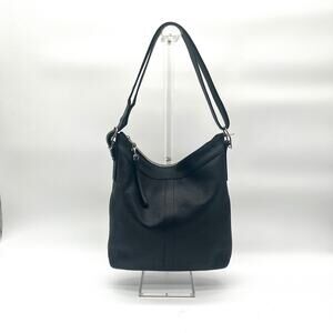 Coach Black Leather Shoulder Hobo Bag